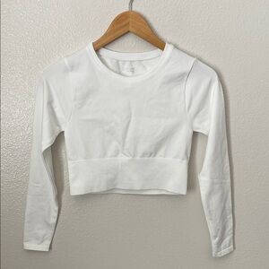 New NWT aerie offline white crop long sleeve athletic top S